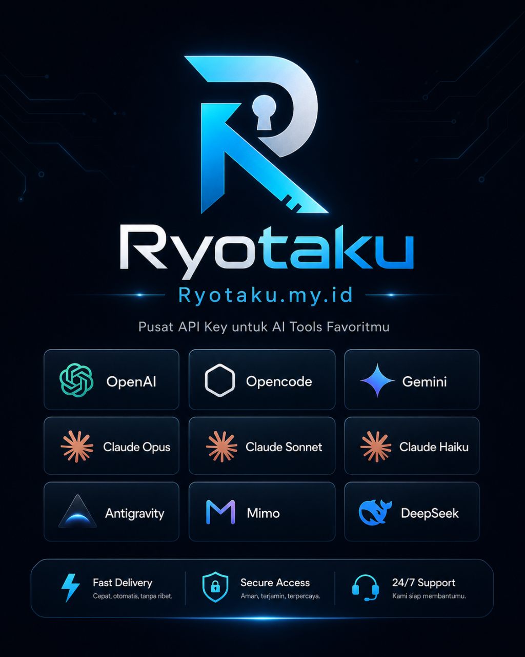 Ryotaku — pusat API key untuk AI tools favoritmu